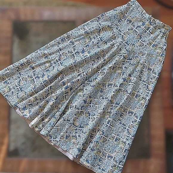 Vtg 70s blue floral print crop blouse & maxi skirt set - Picture 9 of 16